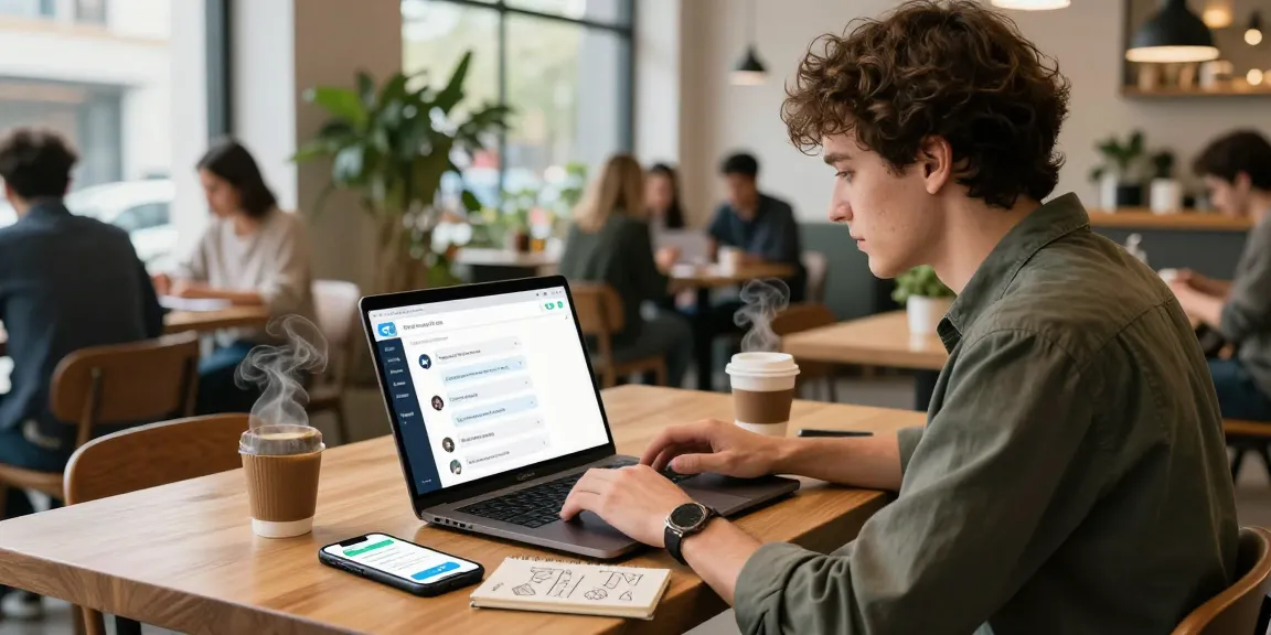 Engaging with the Telegram Web Version in a modern workspace, showcasing a productive atmosphere.